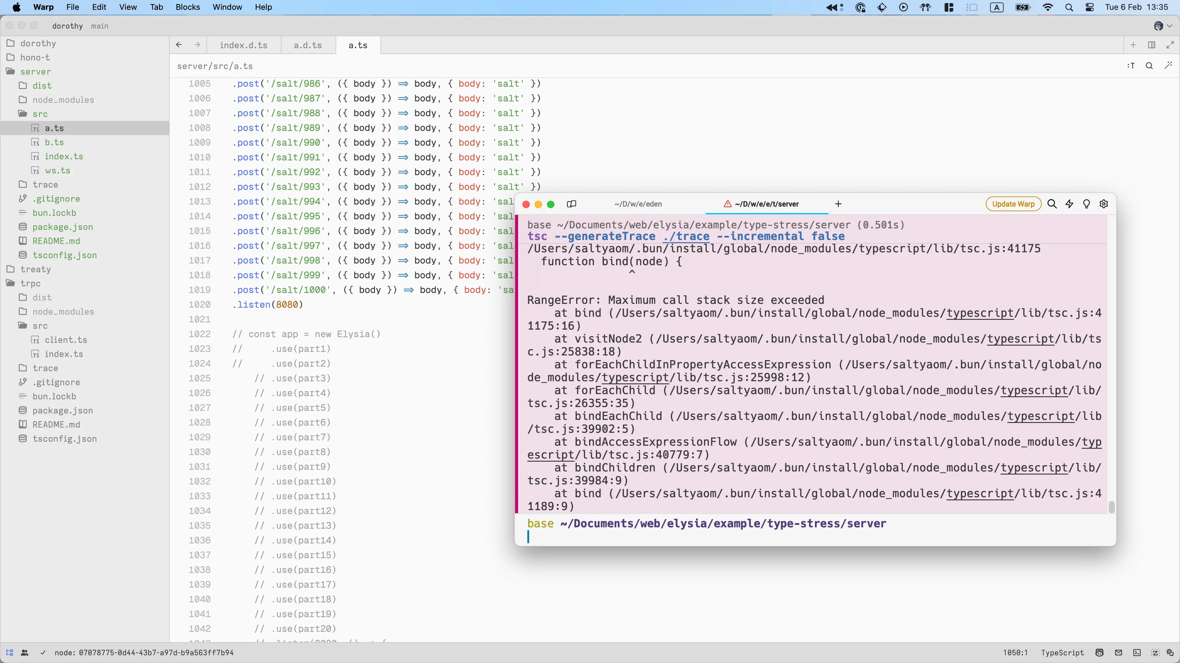 TypeScript breaks on 558 routes